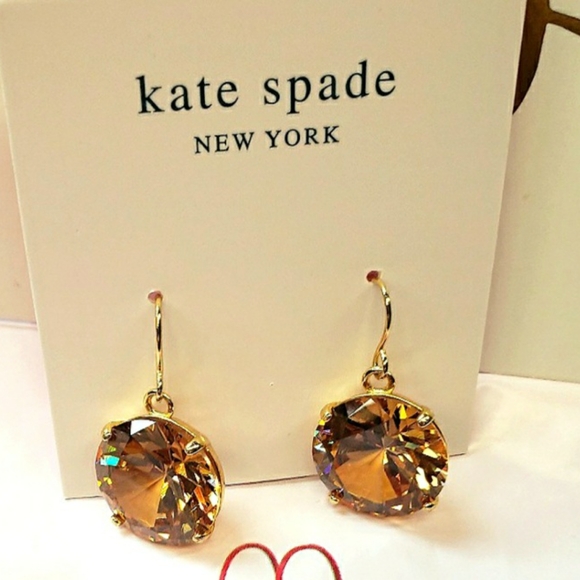 Kate Spade Earrings Citrine Brilliant Cut, Golden hardware Stunning NWT - Picture 8 of 10